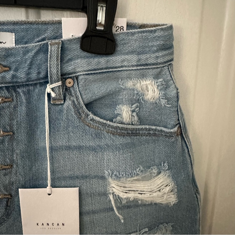 Kancan Tilda High Rise Distressed Button Fly Denim Shorts - Picture 3 of 10